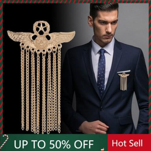 2021 New Metal Five-star Wing Brooch Medal Tassel Badge Pins Brooches Luxury Men Suit Shirt Collar Clothing Jewelry Accessories