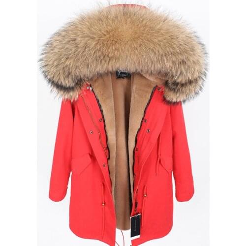 MAOMAOKONG 2021 new Real raccoon fur collar coat womens clothing Long thick warm coat female winter coat parkas Womens jacket