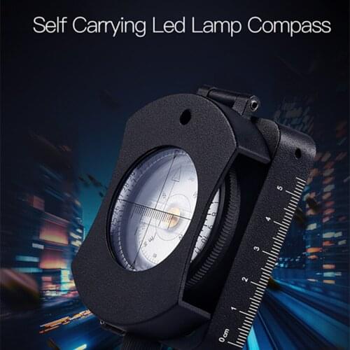 OP001 Professional Waterproof LED Lamp Map Compass Survival Measurement Compass Military Grade Hiking