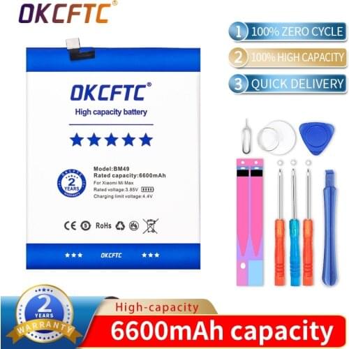 OKCFTC Original Phone Battery BM49 For Xiaomi Max Mi Max High Quality 6600mAh Phone Replacement Batteries