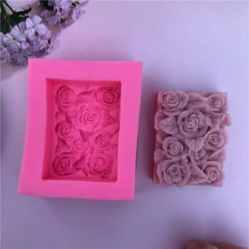 Rectangular Rose Baking Mold Silicone Chocolate Baking Cake Decoration Mold Fondant Epoxy Mold Soap Mold