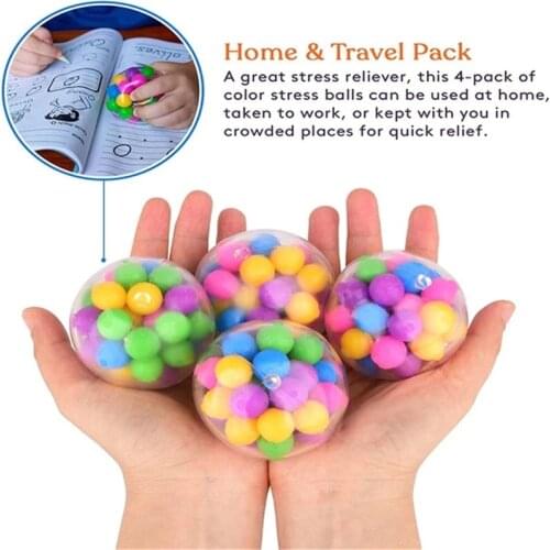 QIKU TUAN Stress Ball 4PC Squeeze Color Sensory Toy Relieve Tension Stress Home Travel and Office Use Fun for Kids and Adults
