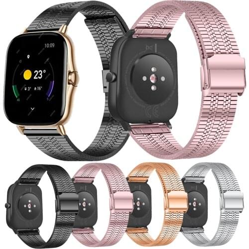 20 22mm New Stainless Steel Wrist Strap For Huami Amazfit GTS 2 2e 2mini Watch Bracelet Band For Bip S U Lite GTR 2 2e 42mm 47mm