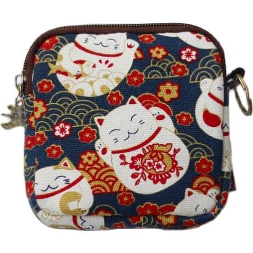 Canvas Cartoon Cat Printing Womens Mini Wallet Children Coin Purse Small Pouch Money Bag Carteira Bolso Bolsa for Girls Boys