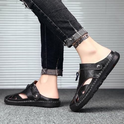 Summer Men Sandals Breathable Non-slip Comfortable Outdoor Beach Slippers Soft Bottom Trekking Leather Casual Shoes Big Size