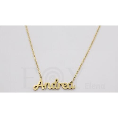 Collar De Acero Inox Con Nombre De Andrea Color Dorado Alta Calidad Envió Desde España