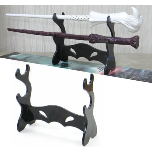 TWO BLACK ACRYLIC WIZARDING WAND DISPLAY STAND