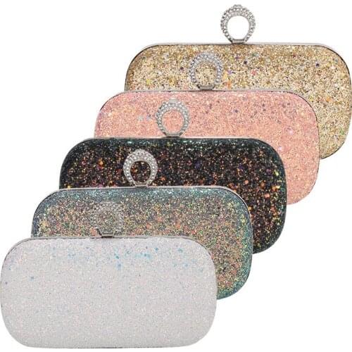 European Style Women Frosted Paillette Evneing Bag Women Fashion Chain Messenger Bag Gold PInk Ladies Purse Clutches Phone Bag