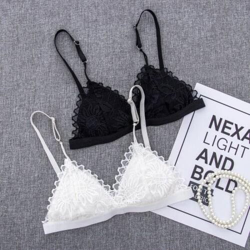 Sexy Woman Bra Floral Lace Bra Wire Free Bralette Lingerie Female Seamless Unpadded Transparent Brassiere Intimates Plus Size