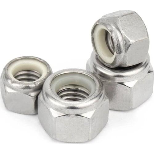 1/25Pc UNC 2#-56 to 3/4-10 304 Stainless Steel UK US Coarse Thread Hex Nylon Insert Lock Nut Hexagon Self-locking Nylock Locknut