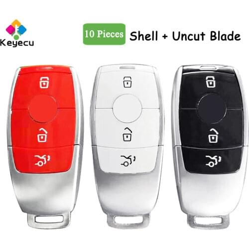 KEYECU 10PCS Red White Black Smart Prox Keyless Remote Key Shell Case With 4 Button - FOB for Mercedes Benz C200L E300L S320 GLC