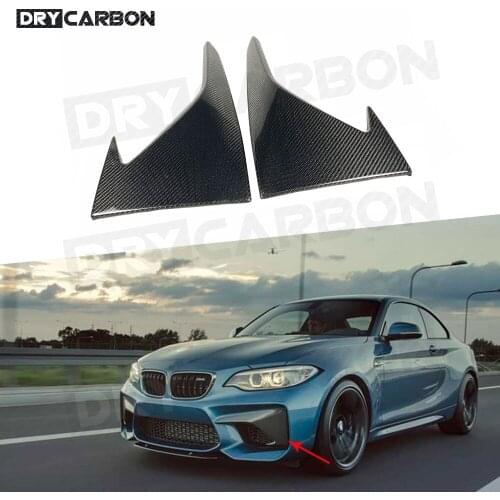 Dry Carbon Fiber Front Bumper FogLight Splitters Trim Apron Cover Lmpshade for BMW 2 Series F87 M2 Coupe 2 Door 2016 2017 2018