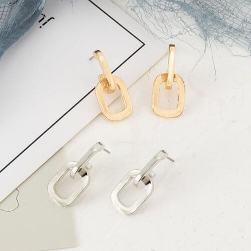 2021 New Trend Korean Fashion Earrings For Women Simple Female Vintage Round Heart Hollow Earrings Party Female Metal Jewelry
