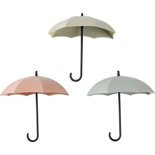 3Pcs / Lot Creative Umbrella Shaped Key Hanger Rack Home Decorative Holder Wall Hooks For Kitchen Bathroom Accessories Gadgets