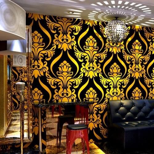 Papier peint European Damask Wall Papers Home Decor Reflective Wallpaper Roll for Living Room KTV Background Walls Mural 3D