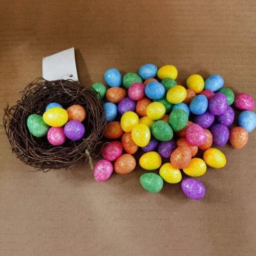 92Pcs/Set Easter Egg Lovely Cartoon Plastic Glitter Easter Foam Egg for Celebration