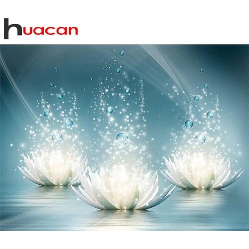 Huacan 5D Diamond Painting New Arrivals Lotus Diamond Mosaic Embroidery Flower Picture Of Rhinestones Decoration For Home
