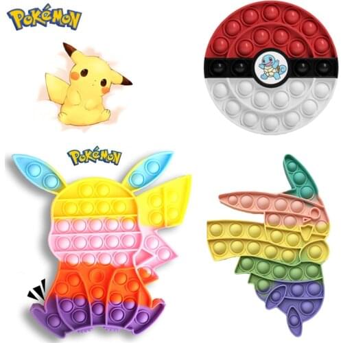 Anime Pokemon Go Pikachu Antistress Push Bubble Fidget Toys Kawaii Anti Stress Reliever Child Funny Fidget Gifts for Boys Girls