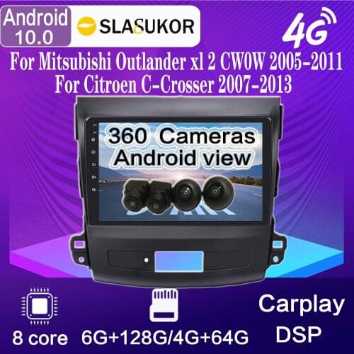 Android 10 Car Radio Multimidia Player For Mitsubishi Outlander xl 2 CW0W 2005-2011 For Citroen C-Crosser 2007-2013 No 2din