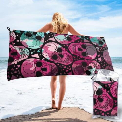 Wearable Bath Towel Abstract Skulls Soft and Absorbent Unique Towel for Hotel Home Bathroom Gifts Women Bathrob