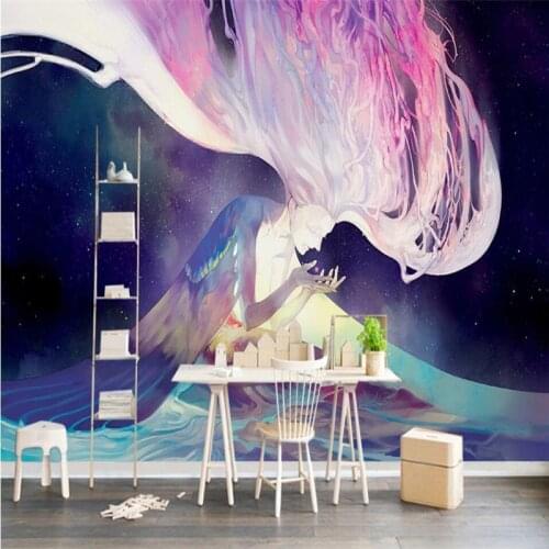 Beibehang European modern simple abstract hand-painted character background wall custom large-scale murals silk silk wallpaper