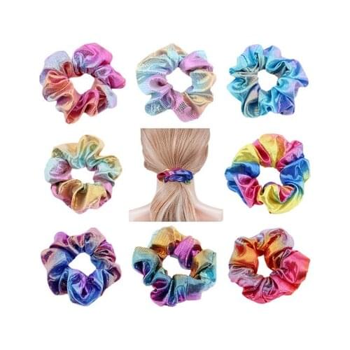 Glitter Lady Hair Scrunchies Ring Elastic Hair Bands Pure Color Bobble Sports Dance Velvet Soft Charming Scrunchie Hairband