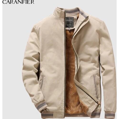 CARANFIER Autumn Mens Bomber Jackets Casual Male Outwear Fleece Thick Warm Windbreaker Jacket Military Baseball Coats Clothing