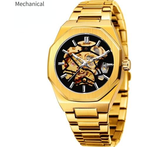 Automatic Waterproof Fashion Trend rlx Style Open Mechanism Watch Fine Stainless Steel Gold Men Mechanical Watches Reloj Hombre