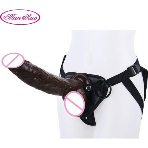 Man Nuo 11.8 Inch Strap on Dildo Strapon Ultra Elastic Harness Lesbian Realistic Dildo Dick Big Penis Adult Sex Toys for Women