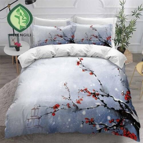 HELENGILI 3D Bedding Set Chinese Ink Painting Print Duvet Cover Set Bedclothes with Pillowcase Bed Set Home Textiles #ZGSH05