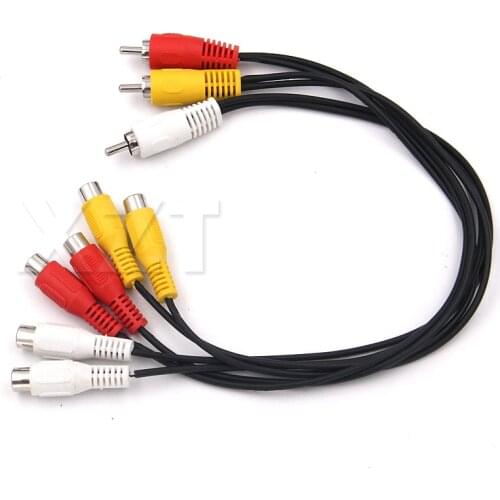 3 RCA Male To 6 RCA Female Plug Splitter 3RCA Adapter Cable Audio TV DVD Video Adapter AV Cable RCA split cable male to 2 female