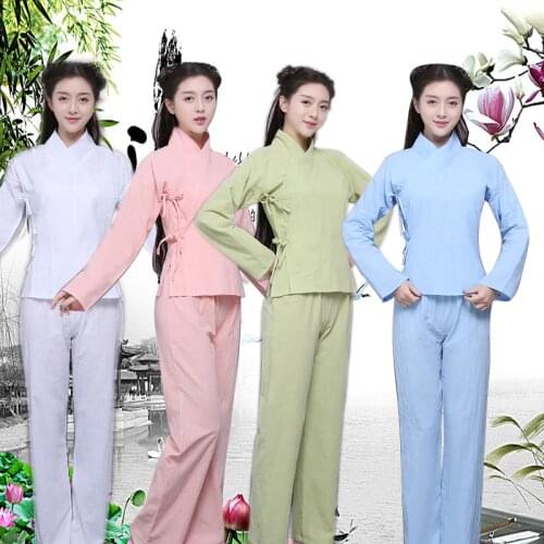 Chinese Folk Clothes for Women Traditional Ancient National Costume Pajamas 4 Color Tang Dynasty Hanfu Sleepwear