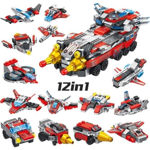 12 In 1 Building Blocks City Engineering Vehicle Compatible With children Transformation Robot birthday new year gift