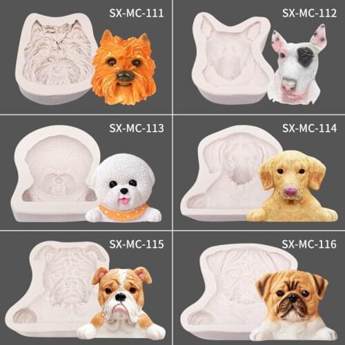 Corgi Bulldog Silicone Fondant Molds 12 Dogs Shape Animal Cake Decorating Tools Chocolate Dessert Polymer Clay Mould