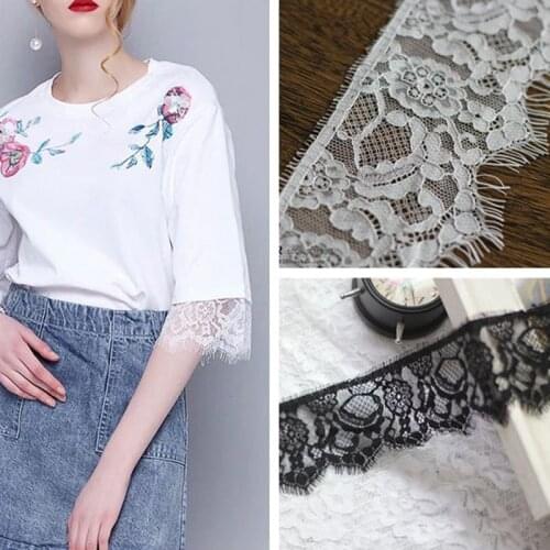 9M Eyelash Lace Trim Black White Flower Embroidered Lace Fabric Handmade DIY Sewing Applique Supplies Dress Making Decor