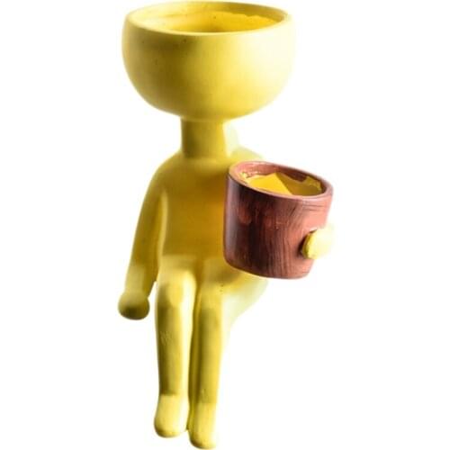 Hot Indoor Outdoor Head Planter Pot Resin Succulent Planter Vase Statue Home Garden Decor Sculpture