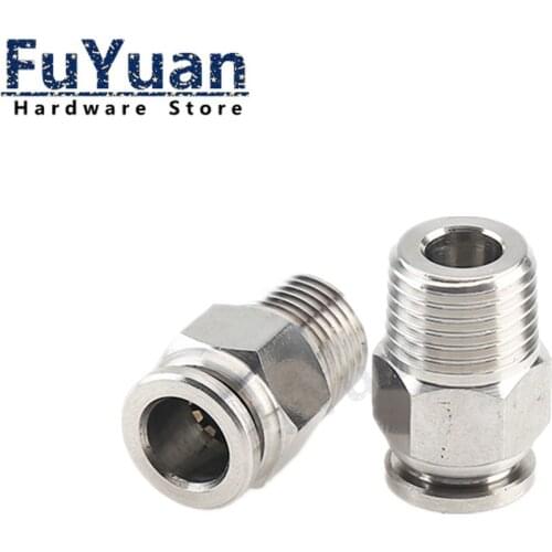 M5 M6 1/8" 1/4" 3/8" 1/2" BSP Male Thread Air Pneumatic 304 Stainless Steel Push In Quick Connector Release Fitting Plumbing