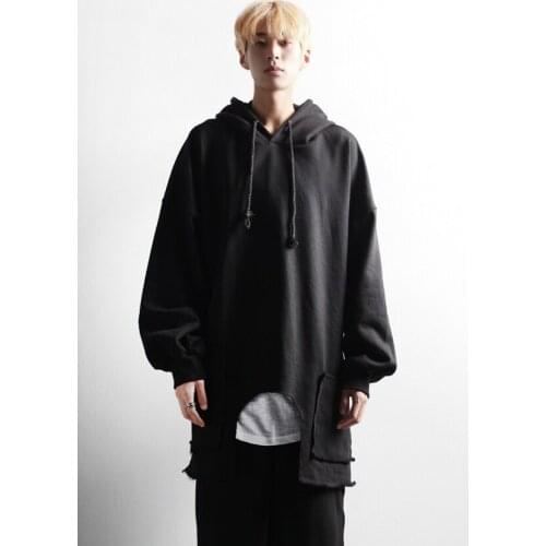 Spring and autumn mens sweater fashion mens casual big pocket pocket Sweater Hoodie loose large size jacket