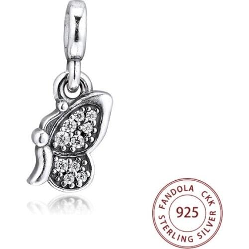 Genuine 925 Sterling Silver My Butterfly Dangle Charms Small Hole Beads for Jewelry Making Fits Original ME Bracelet Berloque