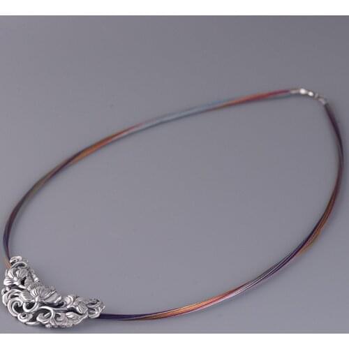 S925 Sterling Silver Necklace Female Fashion Temperament Silver Collar Colorful Wire Rope Necklace