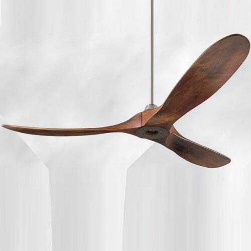 Large size 60 Inch Modern Solid Wood Ceiling Fan Without Light With Remote Control Loft Without Lamp Fan 220V Ventilador De Teto