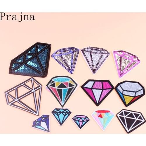 Prajna Jewel Iron On Diamond Patch Applique Badges Cheap Embroidered Cute Beauty Patches For Clothes Stickers Bags Dress 1PCS