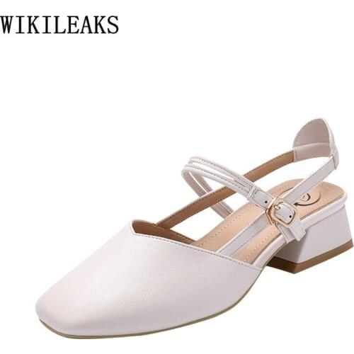 Slingback Square Heel Sandals Women Summer Pumps Women Shoes Ladies Shoes and Sandals High Heels Sandals Women Female Shoes