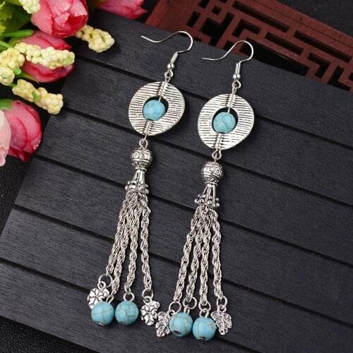Thailand Vintage Silver Color Oxidized Earrings Fish Flower Bells Tassel Drop Earrings Jhumka Wedding Bridal Party Jewelry Gift