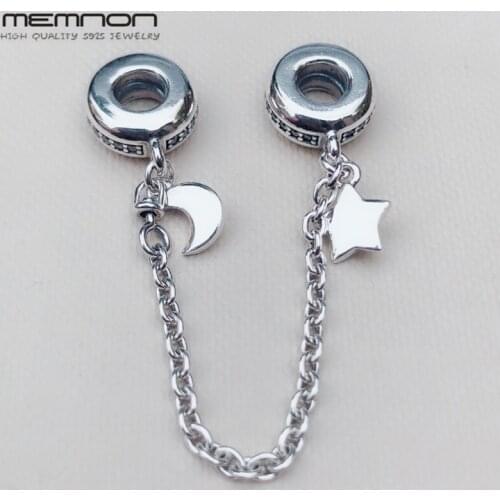 Memnon Christmas moon star safety charms 925 Sterling Silver Personal Galaxy Charm Fit charm Bracelets DIY making fine Jewelry