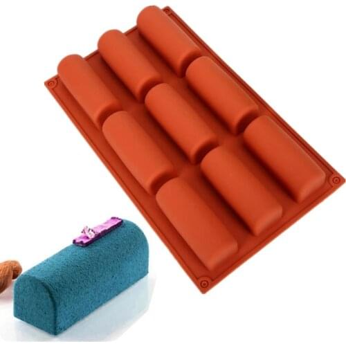 9 Cavity Silicone Mold 3D Stick Half-cylindrical Long Strip Shape Chocolate Truffle Mousse Cake Dessert Mold DIY Baking Moulds