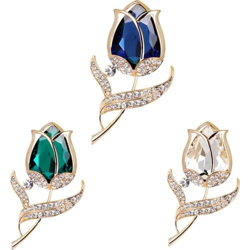 Rhinestone Crystal Rose Brooches Pin Jewelry For Women Suit Hats Clips Corsages WomenS Brooch Enamel Pin Gift