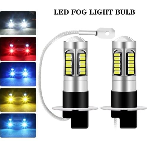 2PCS H3 30SMD 4014 High Power Car LED Fog Light Day Running Light Bulb Auto LED Fog Lamp Bulb With Lens