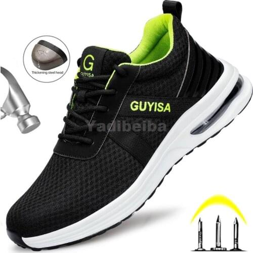 Comfortable Work Shoes Mens Safety Boots With Steel Toe Cap Anti-smash Work Boots Mens Safety Shoes Air Cushion Work Sneakers