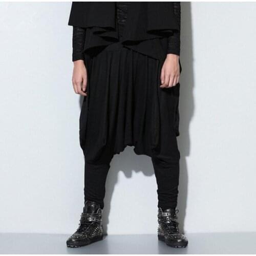 Spring personality fashion cotton harem pants mens skirt trousers pantalones hombre cargo feet pants for men pantalon homme